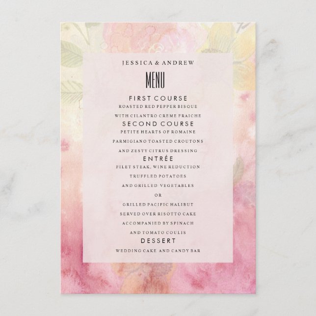 Menu Cardápio de Casamento Sonho Romântico (Frente)