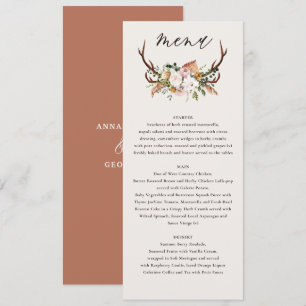 Menu cardápio de casamento terracota elegante floral