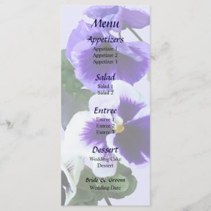 Menu Cardápio de Casamento Três Violetas Roxas em uma L