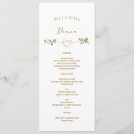 Menu Cardápio de Casamento Verde com Nome do Convidado