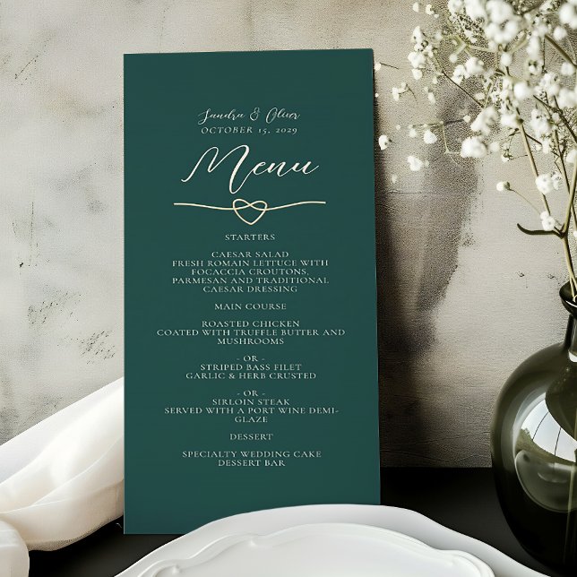 Menu Cardápio de casamento Verde Esmeralda Dourado (Criador carregado)