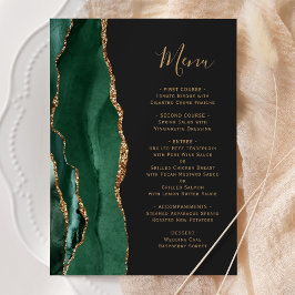 Menu Cardápio de Casamento Verde Esmeralda Dourado Escu