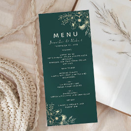 Menu Cardápio de Casamento Verde Esmeralda Elegante