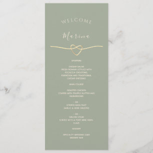 Menu Cardápio de Casamento Verde Salvia com Nome do Con