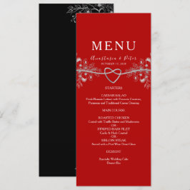 Menu Cardápio de Casamento Vermelho Elegante