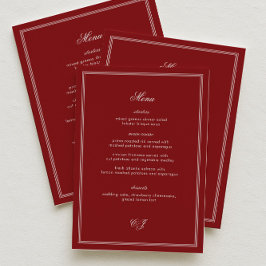 Menu Cardápio de Casamento Vermelho Luxuoso de Família