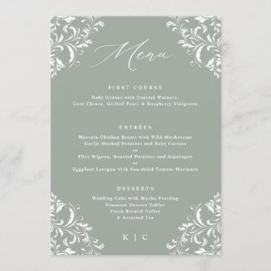 Menu Cardápio de Casamento Vintage Verde Sage Elegante