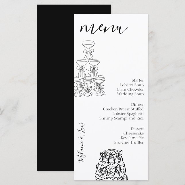 Menu Cardápio de Casanova Vinho Tinto Branco Casamento  (Frente/Verso)