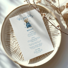 Menu Cardápio de Chá de Bebê Blue Jean Baby Denim