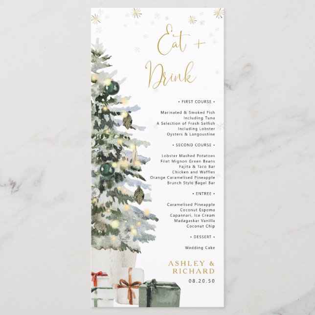 Menu Cardápio de Chá de Bebê em Árvore de Natal (Frente)