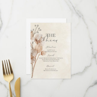 Menu Cardápio de Chá de Noiva Floral Marrom