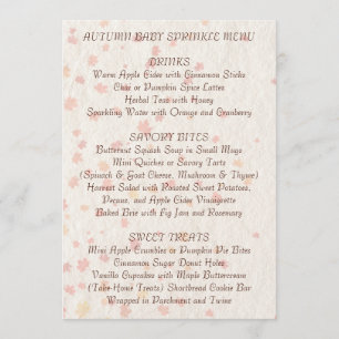 Menu Cardápio de Chás de Bebê Outono Aconchegante Saz