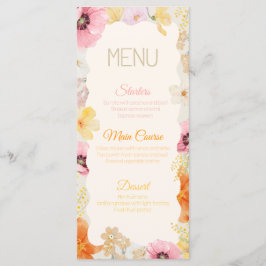 Menu Cardápio de Comida de Aniversário Pastel Floral La