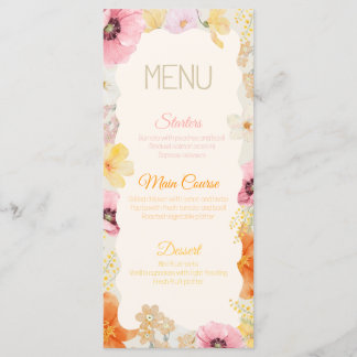 Menu Cardápio de Comida de Aniversário Pastel Floral La