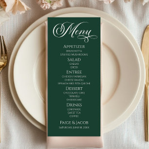 Menu Cardápio de comida de casamento clássico elegante