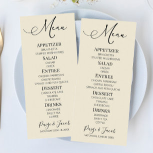 Menu Cardápio de comida de casamento clássico minimalis
