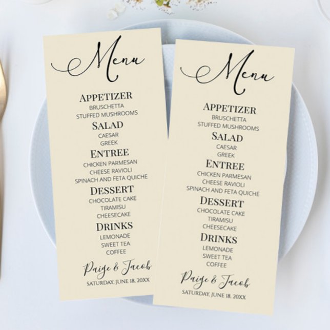 Menu Cardápio de comida de casamento clássico minimalis (Criador carregado)
