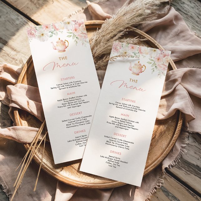Menu Cardápio de Comida para Chá de Noiva (Tea Party Bridal Shower Food Menu)