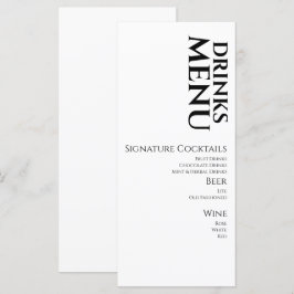 Menu Cardápio de Coquetéis de Bebidas Simples Vinho Cas