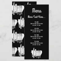 Cardápio de Design de Talheres Preto e Branco 4x9 