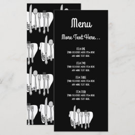 Menu Cardápio de Design de Talheres Preto e Branco 4x9