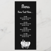 Cardápio de Design de Talheres Preto e Branco 4x9 