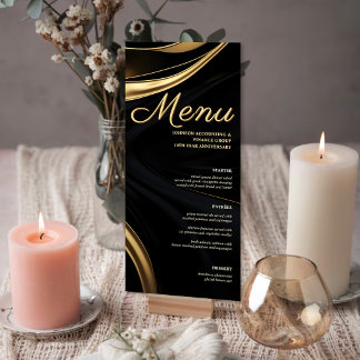 Menu Cardápio de Evento de Negócios Preto Ouro Moderno