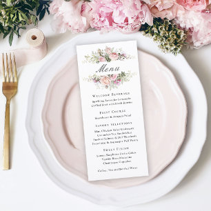Menu Cardápio de Evento Floral Rosa Feminino