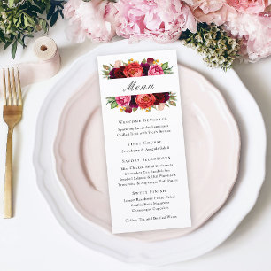 Menu Cardápio de Evento Floral Rústico Elegante