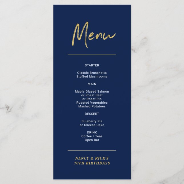 Menu Cardápio de Festa de Aniversário com Letreiro Mode (Frente)