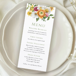 Menu Cardápio de Festa de Jardim Floral de Primavera