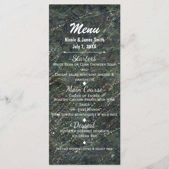 Menu Cardápio de Festa Glam Green & Silver Army Camo Sp (Frente)