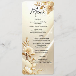 Menu Cardápio de Flores Brancas e Douradas