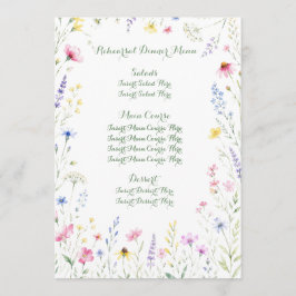 Menu Cardápio de Flores Silvestres Aquarela