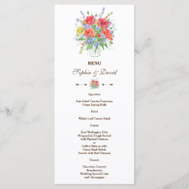 Menu Cardápio de Flores Silvestres do Prado em Aquarela