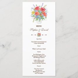 Menu Cardápio de Flores Silvestres do Prado em Aquarela