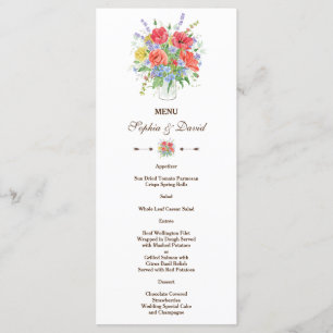 Menu Cardápio de Flores Silvestres do Prado em Aquarela