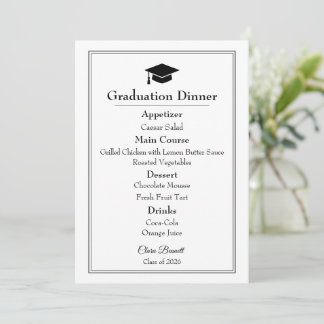 Menu Cardápio de Formatura 2026 Preto e Branco Elegante