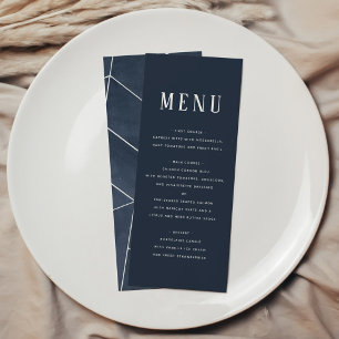 Menu Cardápio de Gala Geométrico em Aquarela Azul Naval