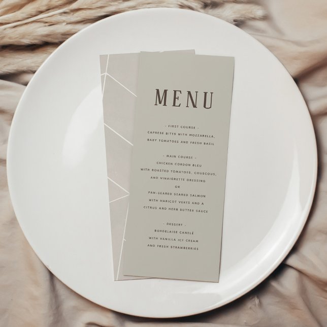 Menu Cardápio de Gala Geométrico em Aquarela Creme (Creme Watercolor Geometric Gala Menu)