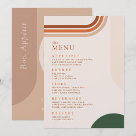 Menu Cardápio de Jantar Boho Arch Terracota Bege