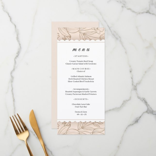 Menu Cardápio de Jantar com Borda Escalpada em Arte Bot (Frente/Verso In Situ)