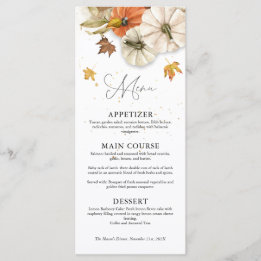 Menu Cardápio de Jantar de Ação de Graças com Abóbora R