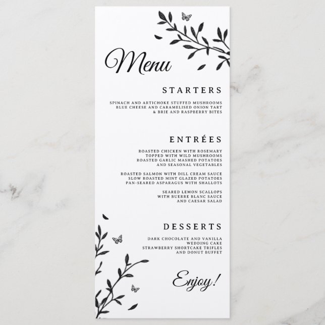 Menu Cardápio de Jantar de Casamento Charme Florestal (Frente)