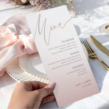 Cardápio de Jantar de Casamento Chic Rose Gold
