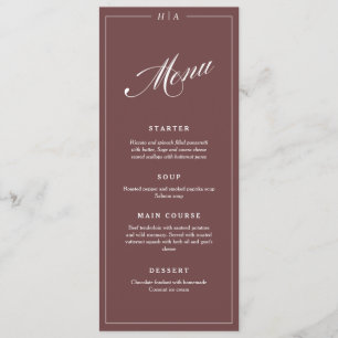 Menu Cardápio de Jantar de Casamento com Letra Elegante