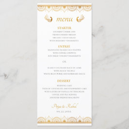 Menu Cardápio de Jantar de Casamento com Padrão Ouro In