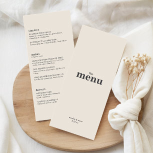 Menu Cardápio de Jantar de Casamento Creme de Marfim Mi