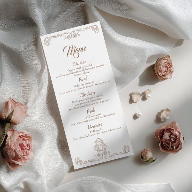 Menu Cardápio de Jantar de Casamento Elegante – Filigra (Criador carregado)