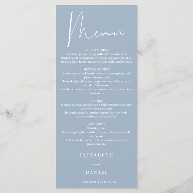 Menu Cardápio de Jantar de Casamento Elegante Moderno e (Frente)